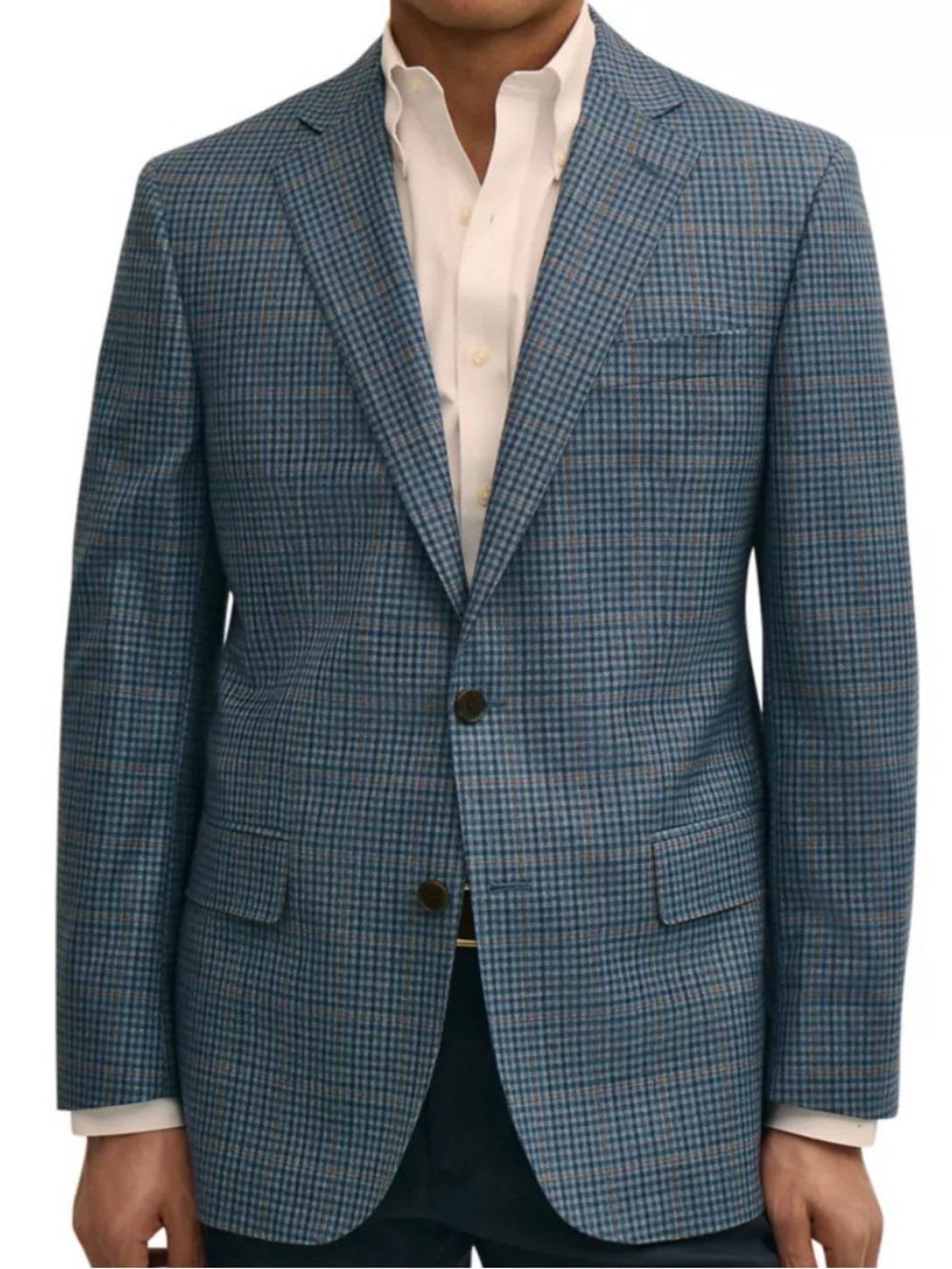 Brooks Brothers Blue Checked Sport Coat Blazer Zignone men’s 42L single breasted